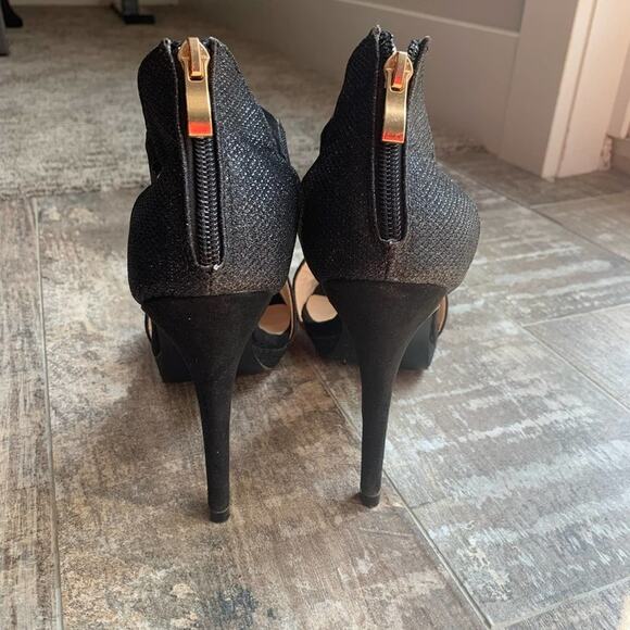 Top Queens Black Peep Toe Stiletto Heels Size 38 - Picture 5 of 9